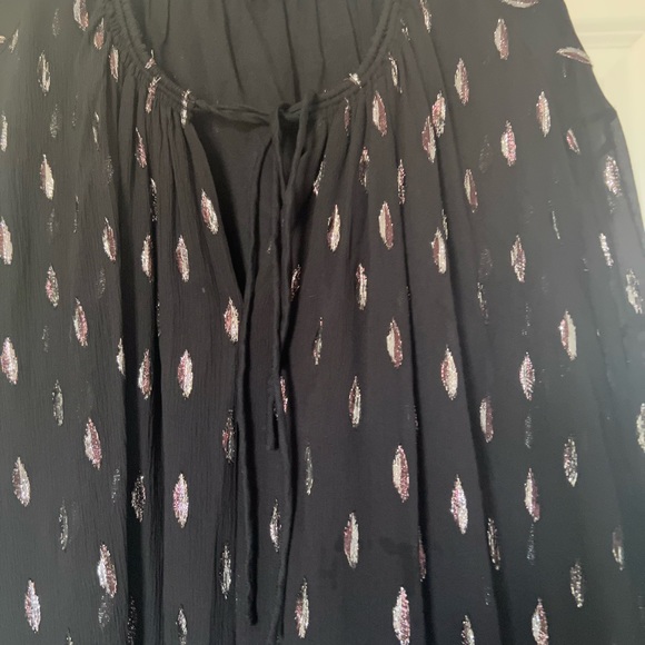 New IRO Paula Metallic Silk Tie-Front Dress Black/Silver Cotton Lined Sz 38 S - Picture 10 of 16